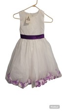 Flower Girl dress with Petals Tulle Dress Size 9 Color White And Purple