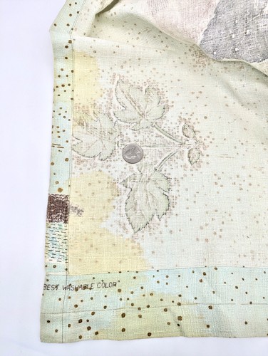 Vintage Barkcloth Fabric Panel/Curtain 50's Abstract Teal Nature 102" by 33.5" - Picture 12 of 20