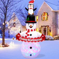 6FT Christmas Inflatable Snowman Decorations, Blow up Snowman Penguins with Buil