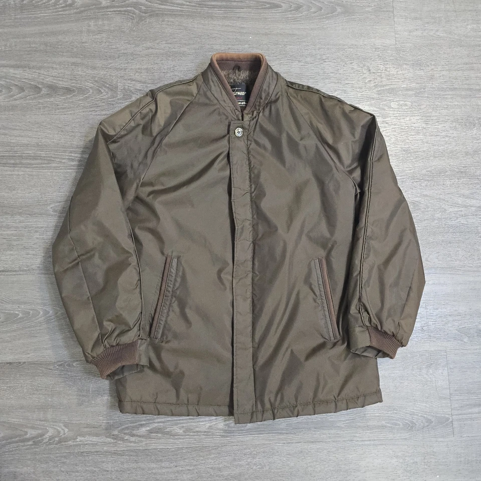 Chaqueta de Colección Sears Sportswear Años 70 Scovill Cremallera Piel Sintética Marrón Vinilo Para Hombre Grande 40 Foto 4 de 4