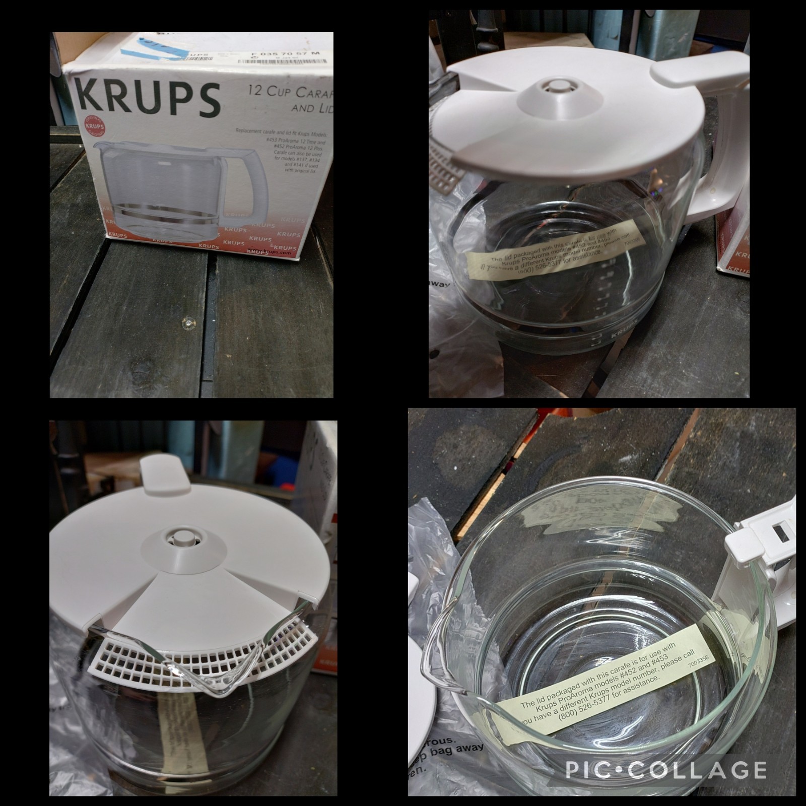 NIB Krups 12 Cup Glass Replacement Carafe & Lid WHITE ProAro