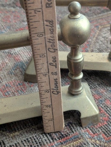Vintage Brass Andirons Fireplace Log Holder Cast Iron Fire Dog Set Antique Art - Picture 11 of 21