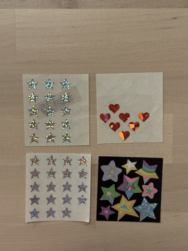 Vintage 90s Sandylion Partial Sticker Sheet Lot Stars Hearts