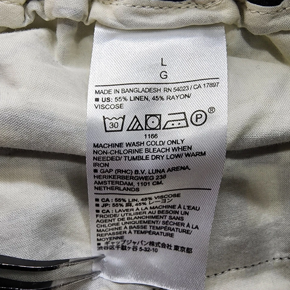 Pantalones Banana Republic para mujer L negro estampado mezcla de lino tirar de pierna ancha recortados Foto 4 de 4