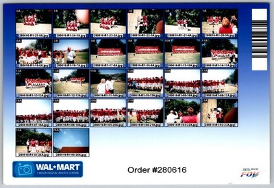 Vtg Color Snapshot Group Sports Team Red Uniforms Walmart Contact Sheet 1990s