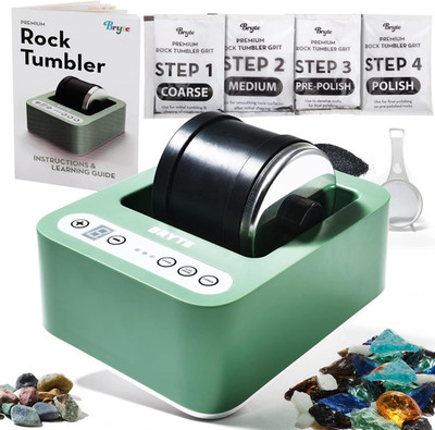 BRYTE Rock Tumbler & Tumbling Machine - Medium Mint Green, 3-Speed, Ages 8+ - Di
