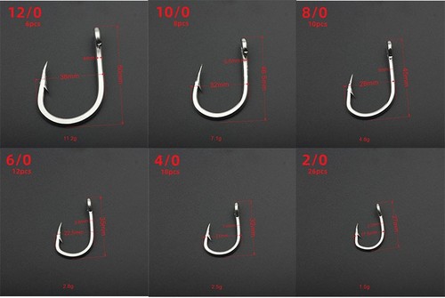25PCS Stainless Steel Live Bait Circle Fishing Hook Saltwater Big Game 2/0-12/0 - Picture 25 of 26