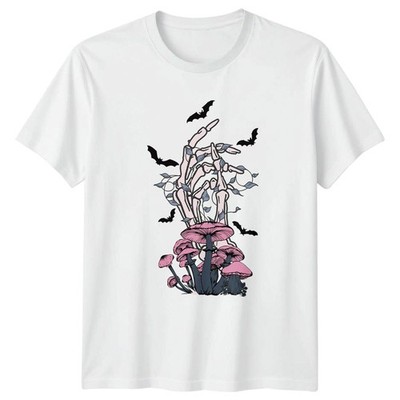 Gothic Wald Skelett Hand Pilze T-Shirt Hexenästhetisch Halloween