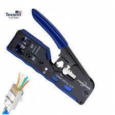RJ45 Crimp Tool Pass Through,All-In-One Modular Ethernet Crimper for CAT7 CAT6A