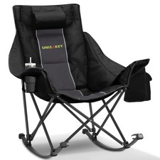 Oversize Foldable Rocking Camping Chair300lbs Capacity,Deep Gray