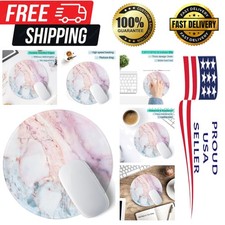 Marble Round Mouse Pad Pink Marble Customized -Textured Washable Desktop Prot...