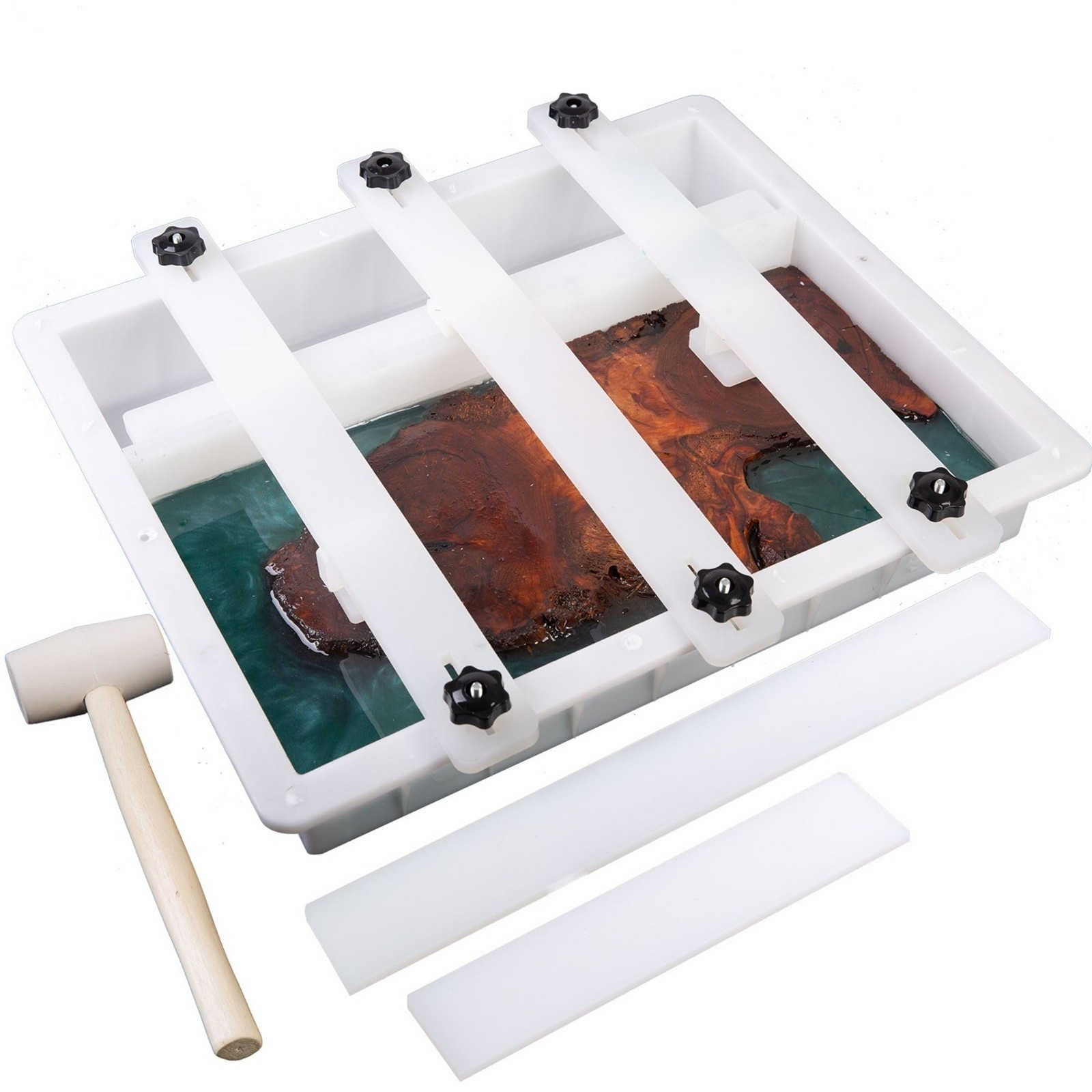 Large Adjustable Epoxy Mold 23.6x15.7x3in No-Seal Resin Craft Mold with Divider