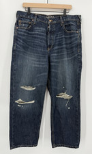 Ariat Jeans Womens 33 Blue Wide Leg High Rise Button Fly Tomboy Distressed NEW