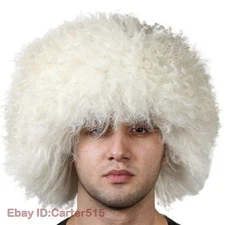 Real Mongolian Fur Bucket Papakha Hat Men Winter Warm Hat Cap Headgear