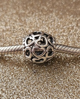 Authentic Pandora Silver Openwork  Heart Charm