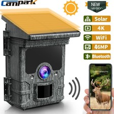 4K WiFi Bluetooth Trail Camera 85MP Wildlife Game Cam Solar Panel Night Vision
