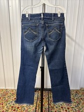 ARIAT REAL DENIM Jeans Women  s 30R Blue Mid Rise Stitching Boot Cut Cowgirl