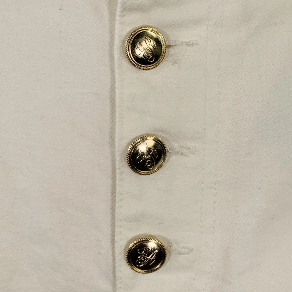 EMPORIO ARMANI Size 27 White Black Cotton Blend Twill Button Fly Shorts - Image 2 of 4