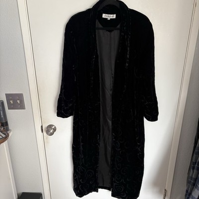 Vintage CHAYES Rare Black Fully Lined Velvet Whimsygoth Moody Cloak Trench S-M