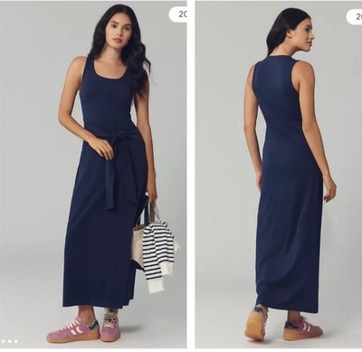 LSPACE x Anthropologie Tie-Waist Maxi Dress Navy Sz M, NWT