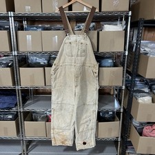 Carhartt R02 Bib Overalls 44x28 USA Made Quilted Lined Brown Duck Double Knee