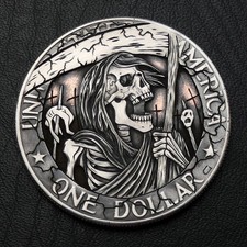 Hobo Nickel La Parca "Réquiem de la Guadaña" moneda de un dólar tallada a mano