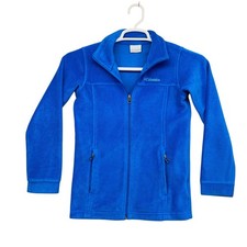 Columbia Fleece Jacket Full Zip Blue Girls Size M 10/12 Pockets