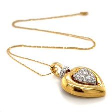 18k Yellow Gold and 1.2ct Diamond Heart-Shaped Pendant Necklace 21-1/4" 12.2g