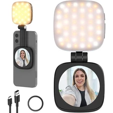1-2pcs Magnetic Selfie Light Rechargeable LED Phone Selfie Lighting w/Mirror