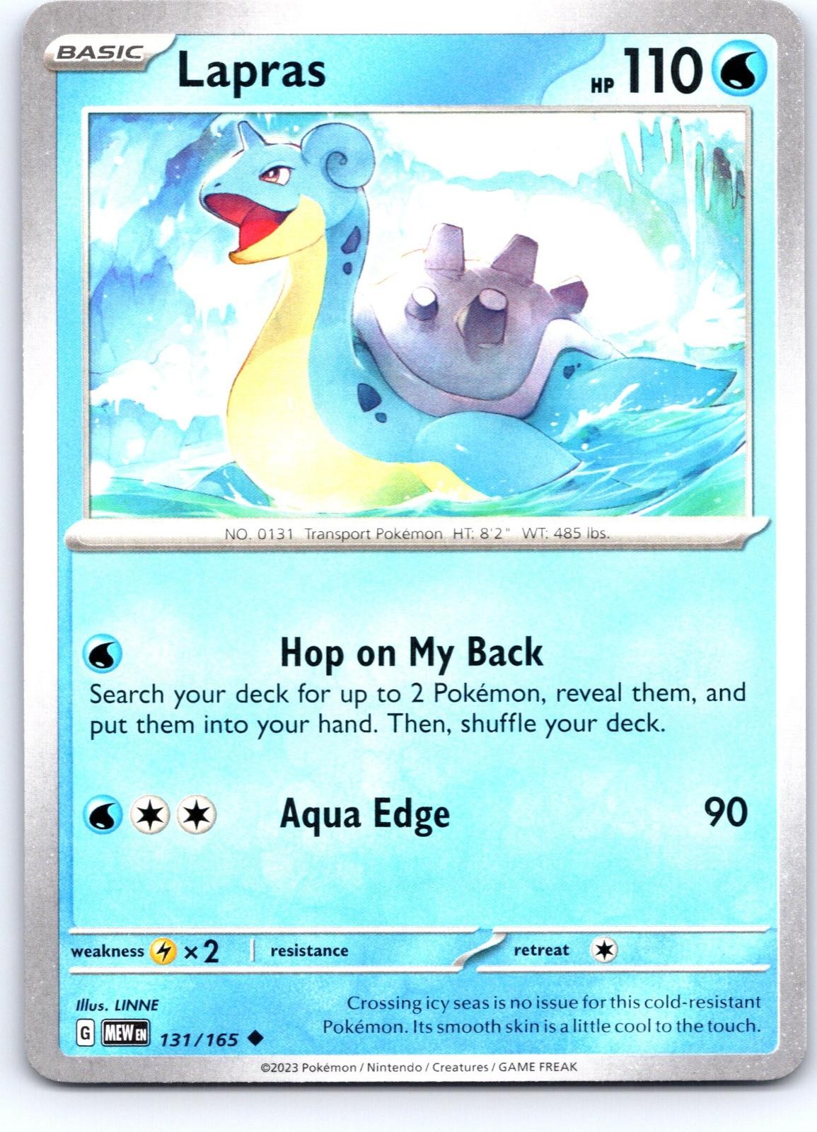 Lapras 131/165 Uncommon 151 Pokemon Near Mint