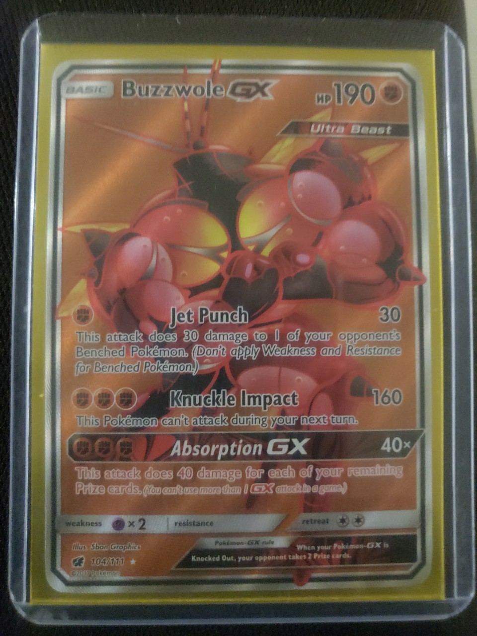 Pokémon TCG Buzzwole GX Holo Secret Rare 104/111 Crimson Invasion Near Mint