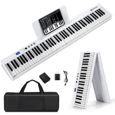 Costway 88-Key Folding Electric Piano Keyboard Semi Weighted Full Size MIDI