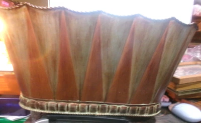 devorative planter oval 18 1/2 x 9 steel RUST AND GOLD LOG BASKET - Image 1 of 4