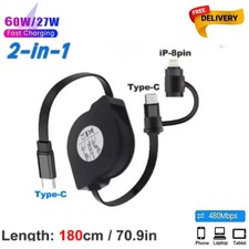 Retractable Data Cable Mobile Phone PD Fast Charging Portable Charging Cable USA