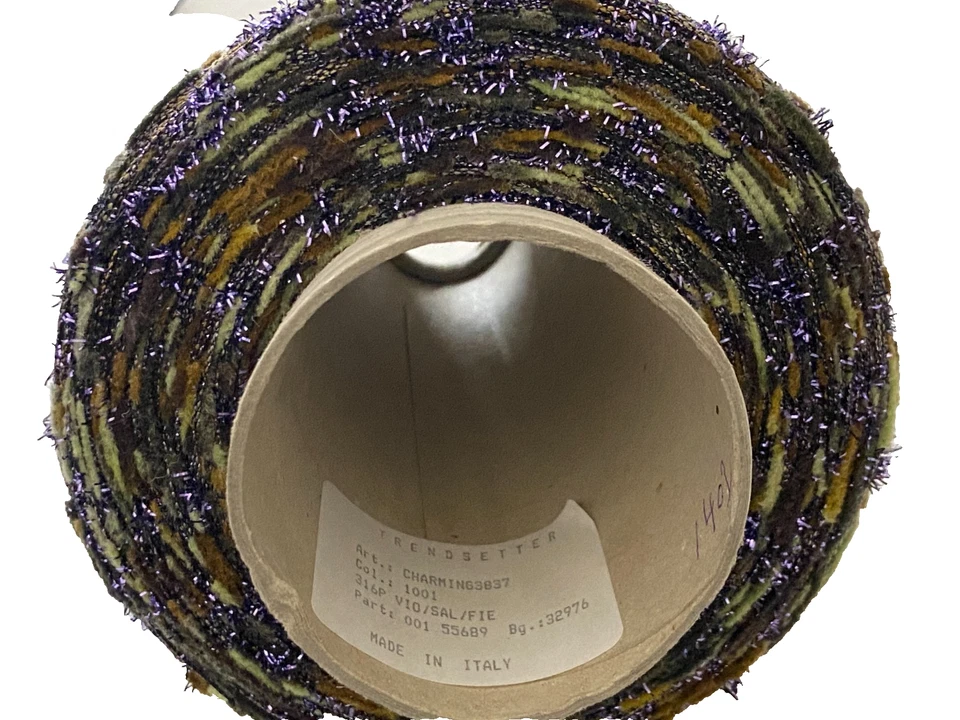 Trendsetter Yarns ~ Charming OLIVE GREEN & PURPLE Yarn Cone ~Made in Italy 15 oz - Image 4 of 4