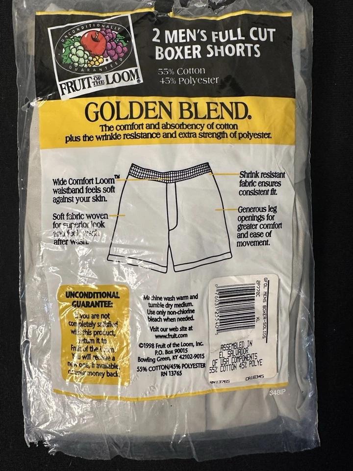 CALZONCILLOS BOXER VINTAGE PARA HOMBRE CORTE COMPLETO~TALLA XL 42-44~MEZCLA DORADA FRUIT OF THE LOOM Foto 2 de 4