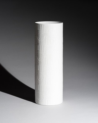 Monumental Cuno Fischer Rosenthal Tribal Relief Bisque Porcelain Floor Vase 48cm