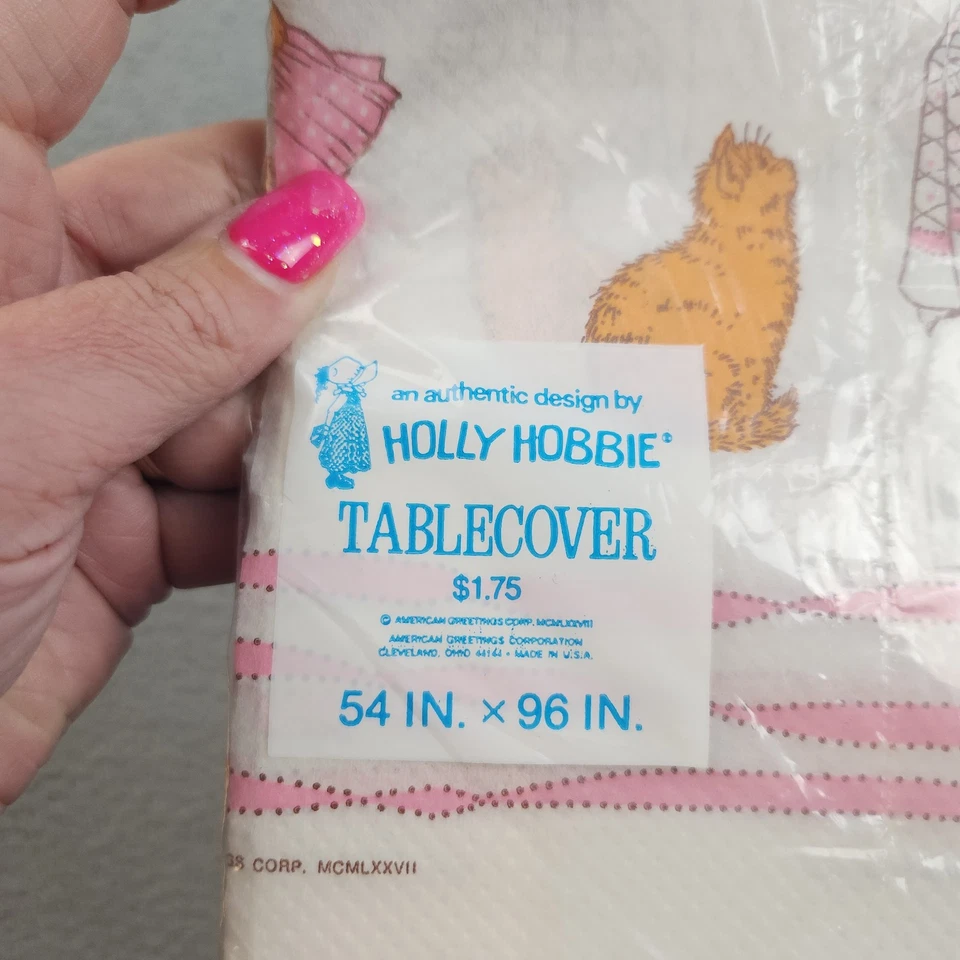Mantel vintage Holly Hobbie fiesta de cumpleaños 54x96 nuevo sellado 1977 decoración EE. UU. Foto 2 de 4