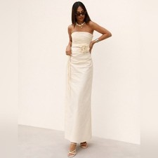 Shona Joy Lani Strapless Draped Maxi Dress In Color Rice Size 6 New