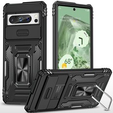 For Google Pixel 9/ 9 Pro 6.3 inch Case Sliding Lens Cover Shockproof Ringstand