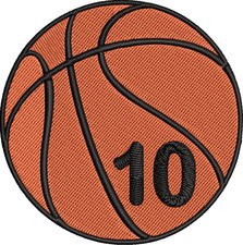 Custom BasketBall/Number/ Iron-On Embroidered Patch/ W-3.049" x H-3.074"