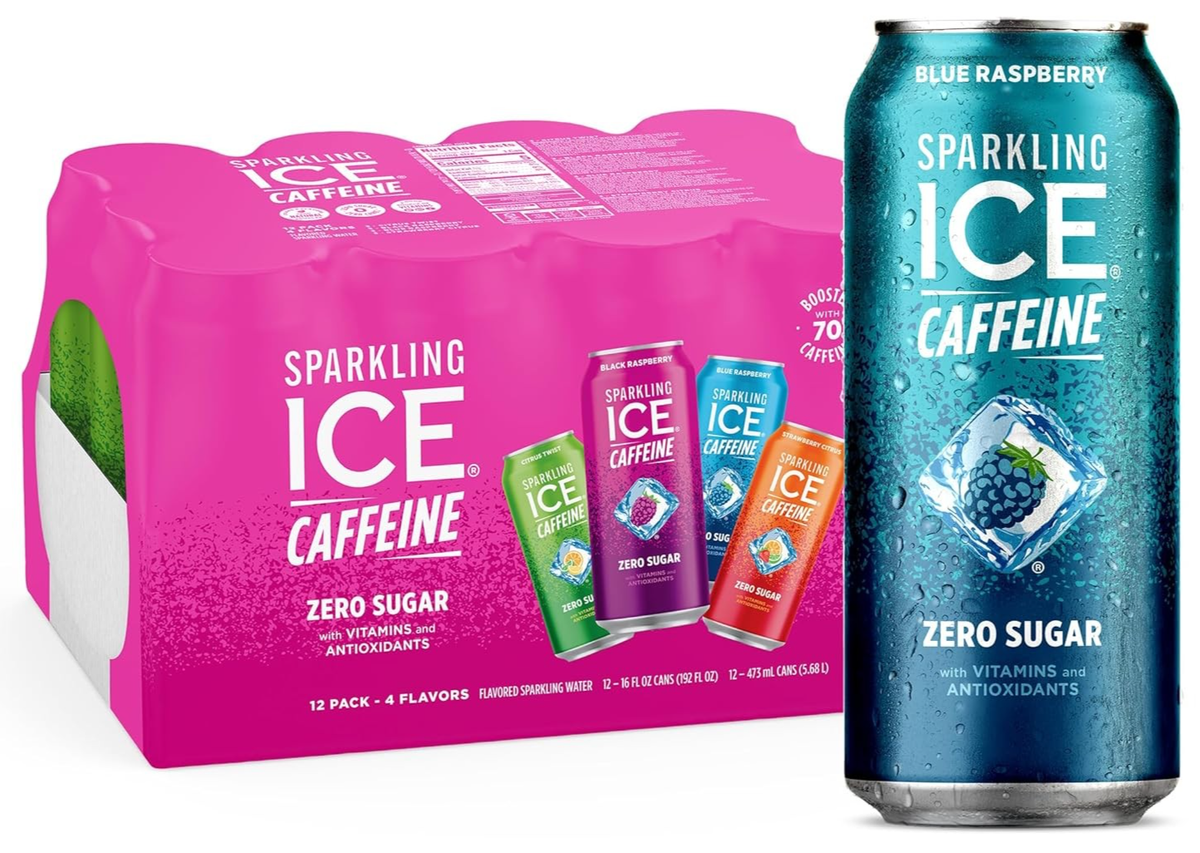 12 Pack) Sparkling Ice Caffeine Variety Sparkling Water with