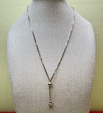 Milor Italy 925 Sterling Silver Snake Chain Lariat Necklace Y Drop Sterling