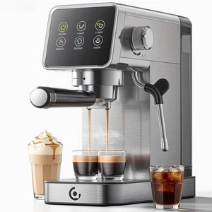 20 Bar Espresso Coffee Machine with LED Touch Screen, Espresso Maker with Self-C