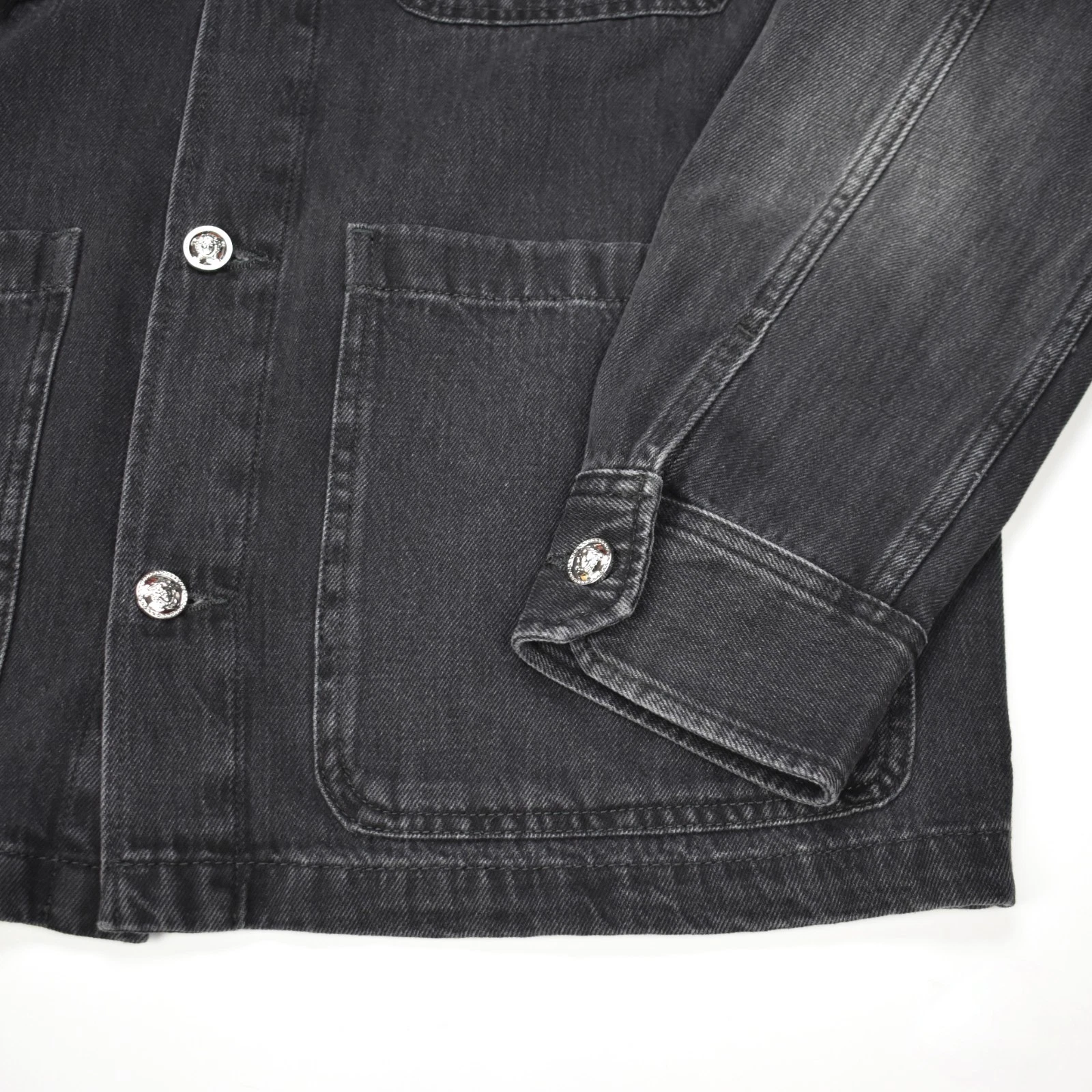 NWT $1695 VERSACE Black Denim Medusa Logo Chore Coat Jacket Mens XL 54 AUTHENTIC - product detail image 5
