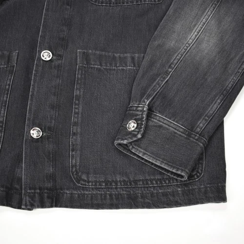 NWT $1695 VERSACE Black Denim Medusa Logo Chore Coat Jacket Mens XL 54 AUTHENTIC image 5