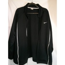 Vintage Nike Black Track Jacket Full Zip White Stripe Swoosh Logo Mens Large