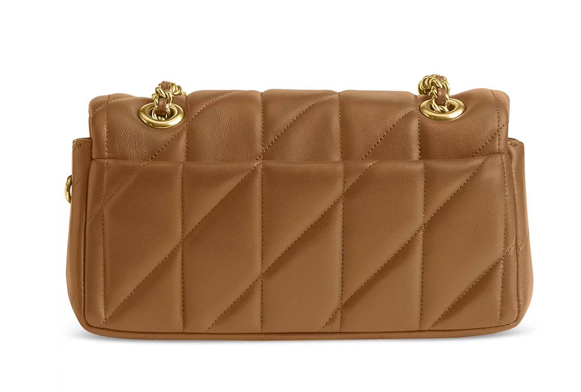   Women’s Honey Brown Elemental Curved Shoulder 🌺🌹 Coach Quilted Leather Tabby Shoulder Bag 20 with Chain