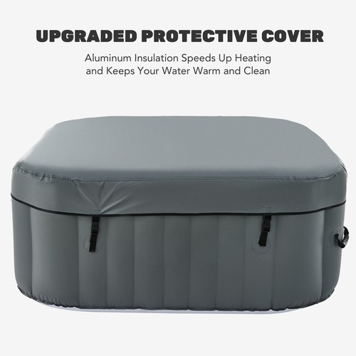Portable 5 ft Square Hot Tub 4 Person Inflatable Adult Pool w Cover Pump Gray - Picture 8 of 11