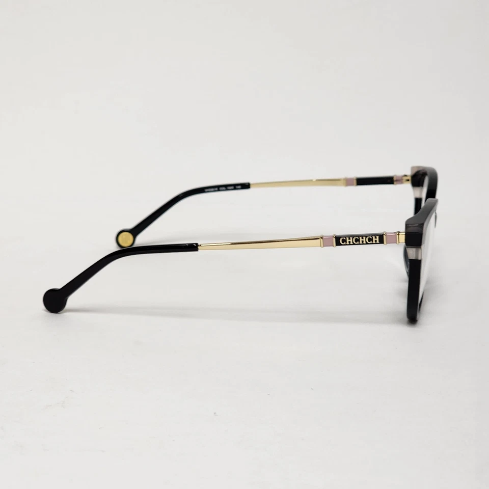 Carolina Herrera VHE851K Women's Round/Cat Eye Glasses in Black/Gold | 53mm - Image 4 of 4